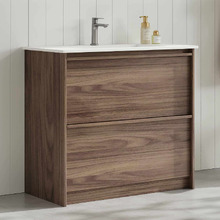 Malie 900mm Notaio Walnut Freestanding Single Vanity with Ceramic Countertop